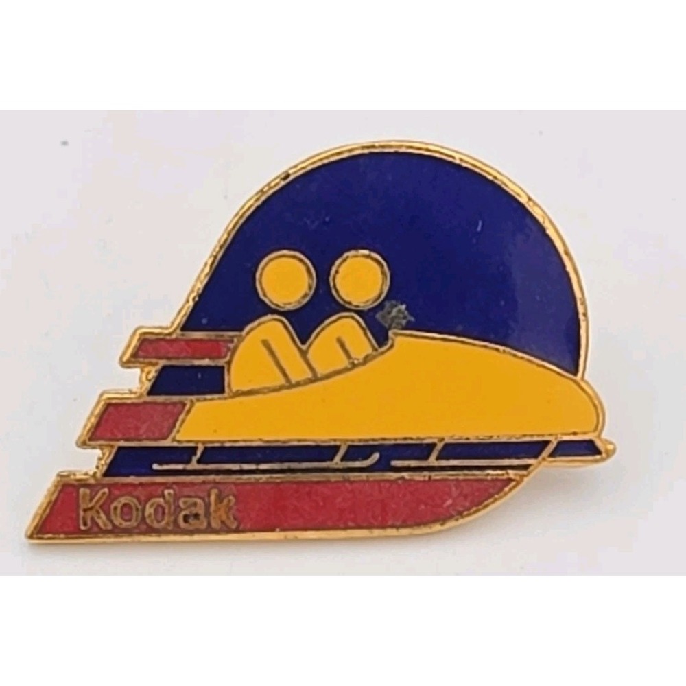 Vintage 1983 Eastman Kodak Olympic Pin 1984 Winter Olympics Bobsledding Multi